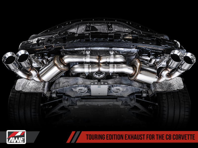 AWE Tuning 2020 Chevrolet Corvette (C8) Touring Edition Exhaust - Quad Diamond Black Tips