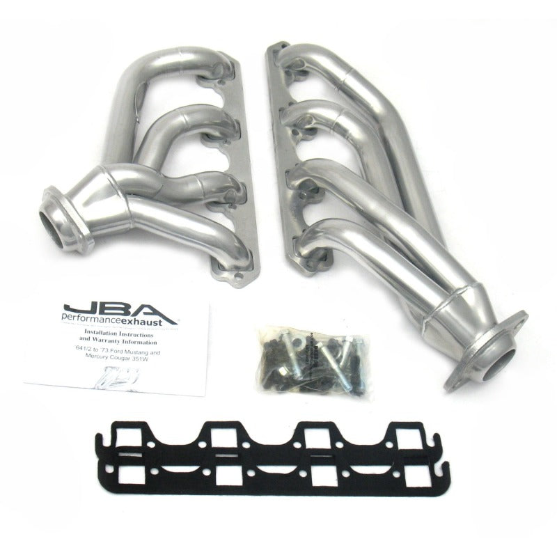 JBA 65-73 Ford Mustang 351W SBF 1-5/8in Primary Silver Ctd Mid Length Header