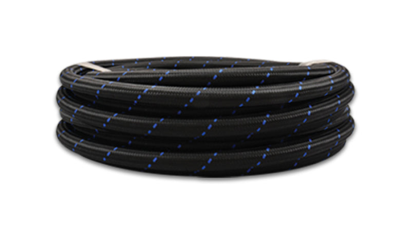 Vibrant -4 AN Two-Tone Black/Blue Nylon Braided Flex Hose (20 foot roll)