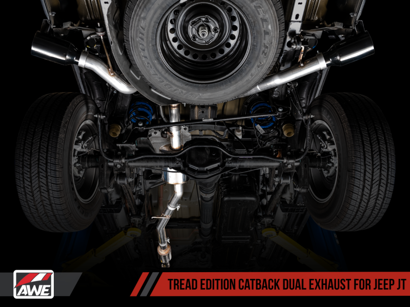 AWE Tuning 20-21 Jeep Gladiator JT 3.6L Tread Edition Cat-Back Dual Exhaust - Diamond Black Tip