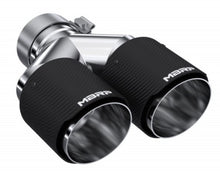 Load image into Gallery viewer, MBRP 3in ID / Dual 4in OD Out Staggered L 9.37in / R 9.87in Dual Wall Carbon Fiber Univ Exhaust Tip