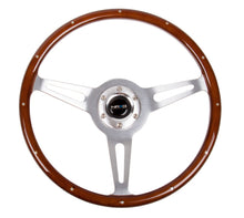 Load image into Gallery viewer, NRG Classic Wood Grain Steering Wheel (365mm) Wood w/Metal Inserts &amp; Brushed Alum. 3-Spoke Center