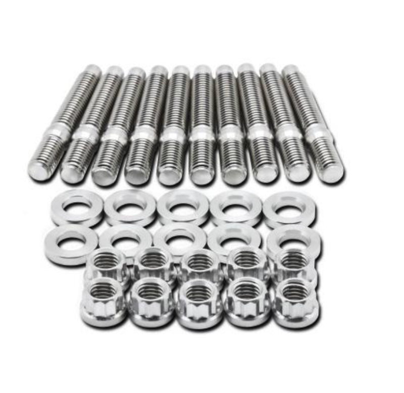 BLOX Racing SUS303 Stainless Steel Manifold Stud Kit M8 x 1.25mm 65mm in Length - 7-piece