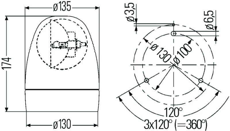 Hella Rotating Beacon H12V Yellow Mg12 2Rl