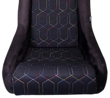 Load image into Gallery viewer, NRG FRP Bucket Seat (Black w/ Multi Color Geometric Pattern) - Large