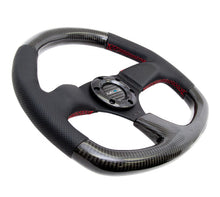 Load image into Gallery viewer, NRG Carbon Fiber Steering Wheel (320mm) Flat Bottom &amp; Leather Trim w/Red Stitching