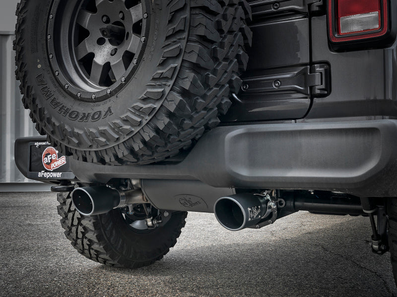 aFe Rebel Series 2.5in 409 SS Cat-Back Exhaust w/ Black Tips 18-19 Jeep Wrangler (JL) V6 3.6L