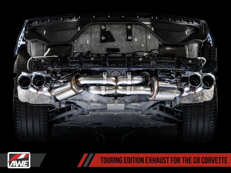 AWE Tuning 2020 Chevrolet Corvette (C8) Touring Edition Exhaust - Quad Diamond Black Tips