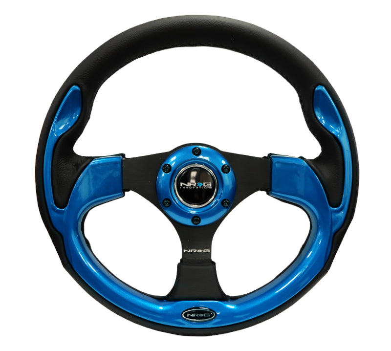 NRG Reinforced Steering Wheel (320mm) Blk w/Blue Trim