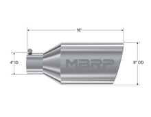 Load image into Gallery viewer, MBRP Universal Tip 8in O.D. Rolled End 4in inlet 18in length T304