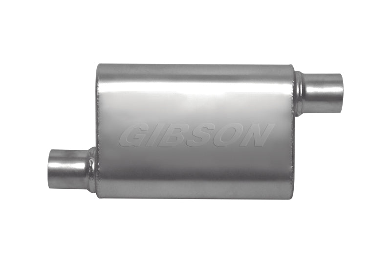 Gibson CFT Superflow Offset/Offset Oval Muffler - 4x9x13in/2.5in Inlet/2.5in Outlet - Stainless