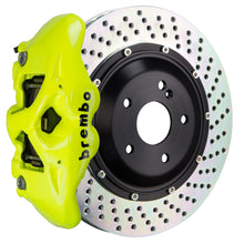 Load image into Gallery viewer, Brembo 06-09 997.1 GT3 Rear GT BBK 4 Piston Cast 380x28 2pc Rotor Drilled-Fluo. Yellow