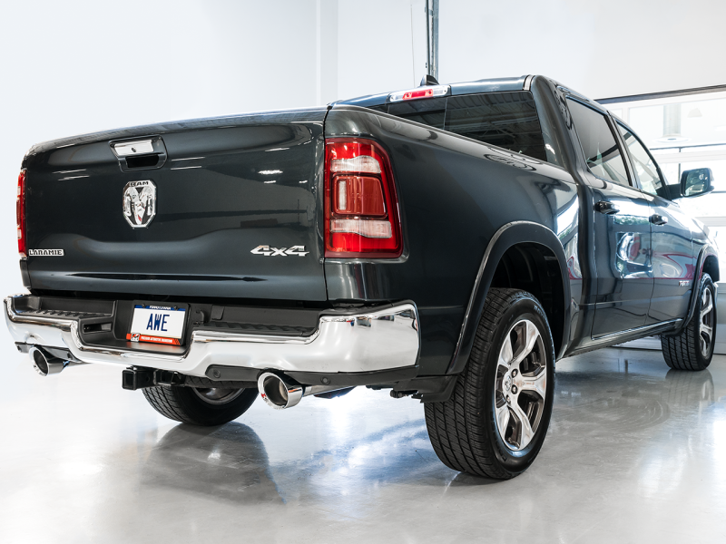 AWE Tuning 19-21 RAM 1500 5.7L (w/Cutouts) 0FG Dual Rear Exit Cat-Back Exhaust - Chrome Silver Tips