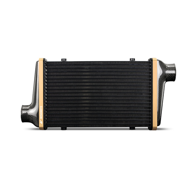 Mishimoto Universal Carbon Fiber Intercooler - Gloss Tanks - 600mm Gold Core - S-Flow - DG V-Band