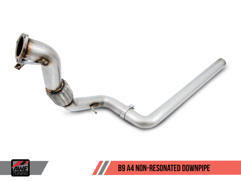 AWE Tuning Audi B9 A4 Track Edition Exhaust Dual Outlet - Diamond Black Tips (Includes DP)