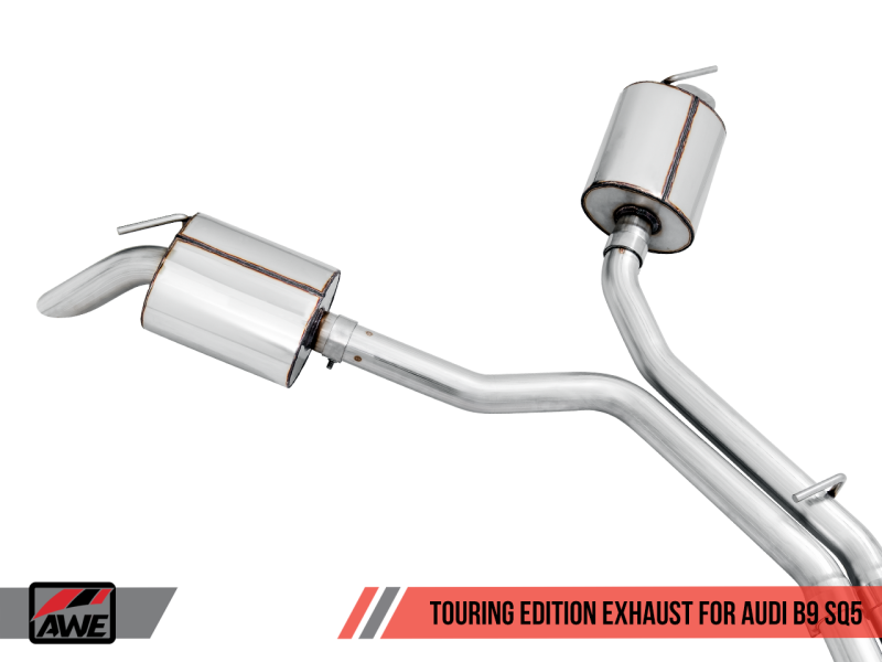 AWE Tuning Audi B9 SQ5 Resonated Touring Edition Cat-Back Exhaust - No Tips (Turn Downs)