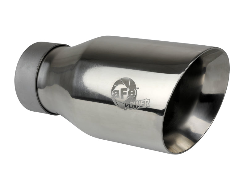 aFe MACH Force-Xp Univ 304 SS Double-Wall Clamp-On Exhaust Tip - Polished - 3in Inlet - 4.5in Outlet