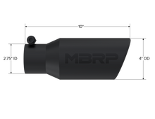 Load image into Gallery viewer, MBRP Universal Angled Rolled End Tip 4in OD / 2-3/4in Inlet / 10in Length - Black