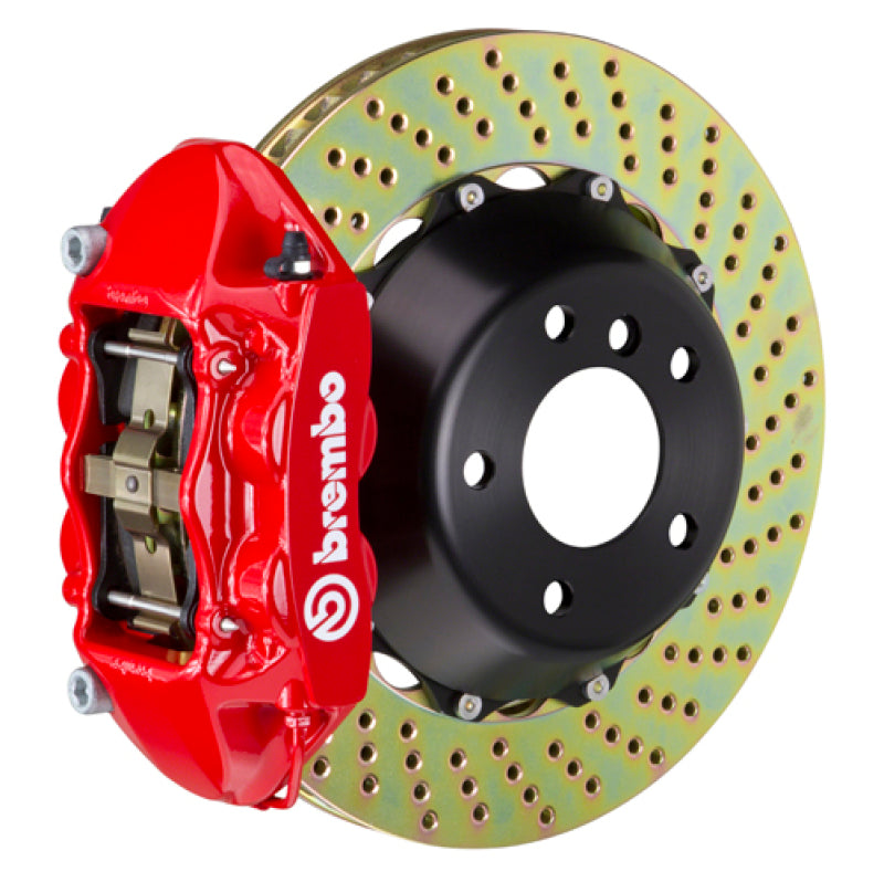 Brembo 88-91 Testarossa Rear GT BBK 4 Piston Cast 380x28 2pc Rotor Drilled-Red