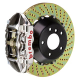 Brembo 15-23 Mustang GT/V6/EcoBoost Rear GTR BBK 4 Piston Billet 380x28 2pc Rotor Drilled- Nickel