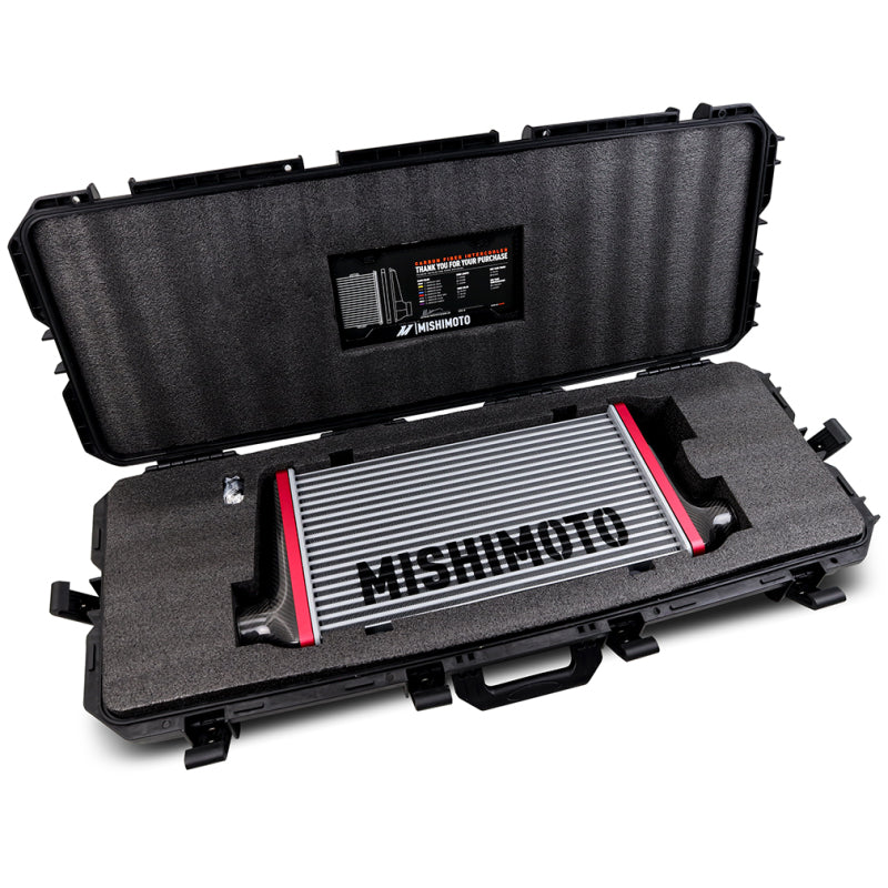 Mishimoto Universal Carbon Fiber Intercooler - Gloss Tanks - 600mm Silver Core - S-Flow - GR V-Band