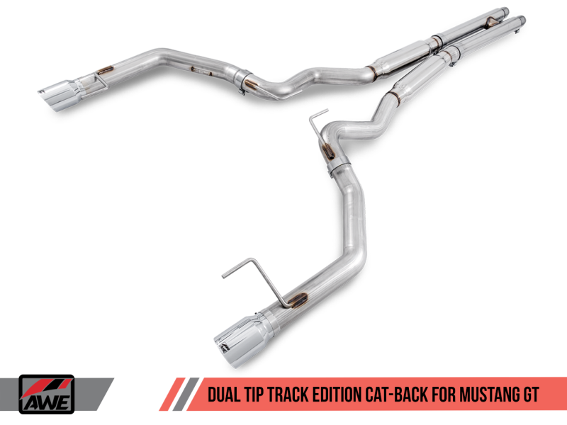 AWE Tuning S550 Mustang GT Cat-back Exhaust - Track Edition (Chrome Silver Tips)