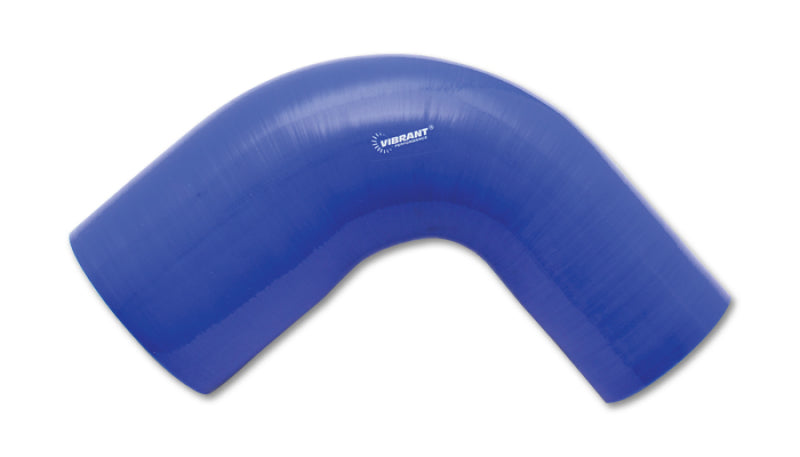 Vibrant 4 Ply Reinforced Silicone 90 degree Transition Elbow - 3in I.D. x 4in I.D. (BLUE)