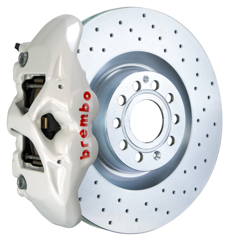 Brembo 05-10 Jetta GLI Front GT BBK 4 Piston Cast 345x30 1pc Rotor Drilled-White