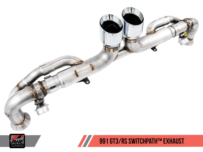 AWE Tuning Porsche 991 GT3 / RS SwitchPath Exhaust - Chrome Silver Tips