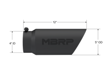 Load image into Gallery viewer, MBRP Universal Tip 5 O.D. Dual Wall Angled 4 inlet 12 length - Black Finish