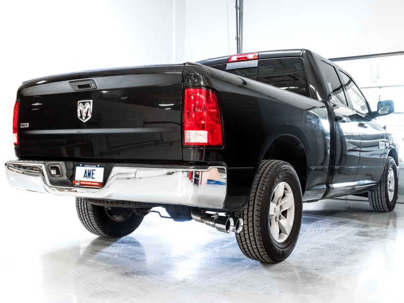 AWE Tuning 09-18 RAM 1500 5.7L (w/Cutouts) 0FG Dual Rear Exit Cat-Back Exhaust - Chrome Silver Tips