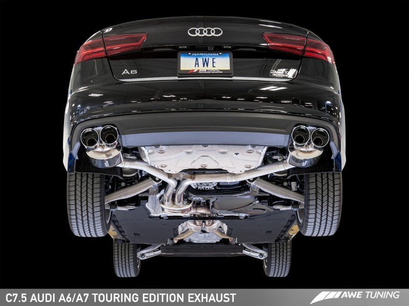 AWE Tuning Audi C7.5 A6 3.0T Touring Edition Exhaust - Quad Outlet Chrome Silver Tips