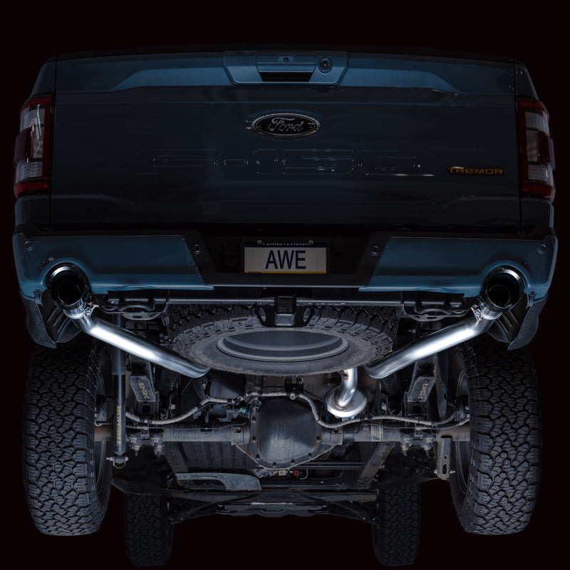 AWE Tuning 2021+ Ford F-150 Tremor (w/ Bumper Cutouts) 0FG Non-Resonated Catback -Diamond Black Tips