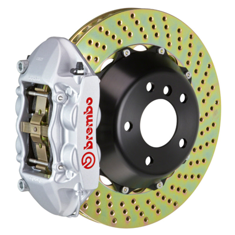 Brembo 08-13 M3 (E90/E92/E93) Rear GT BBK 4 Piston Cast 380x28 2pc Rotor Drilled-Silver